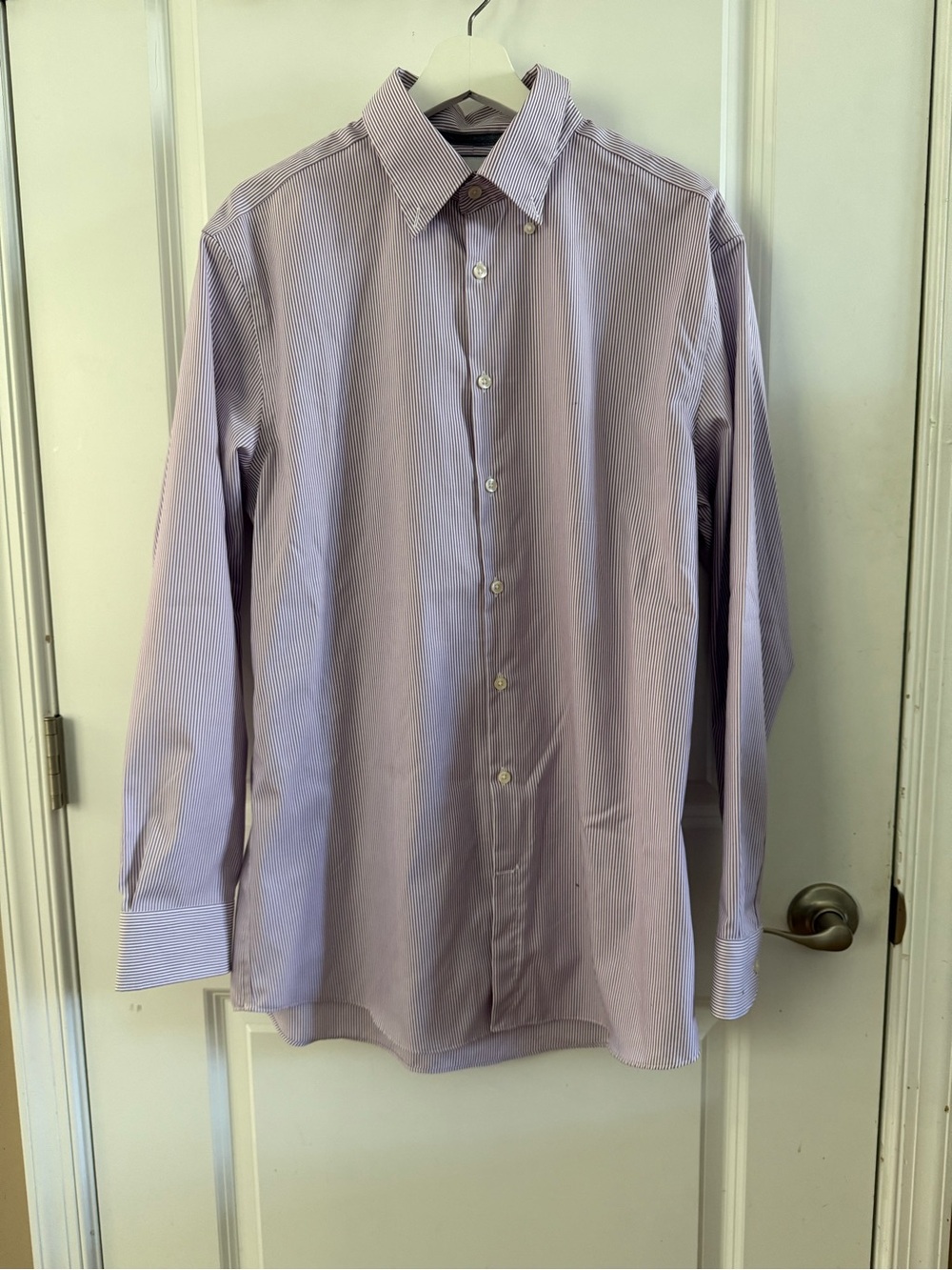 Charles Tyrwhitt Men's Light Purple Pinstripe Dress Shirt 17/35